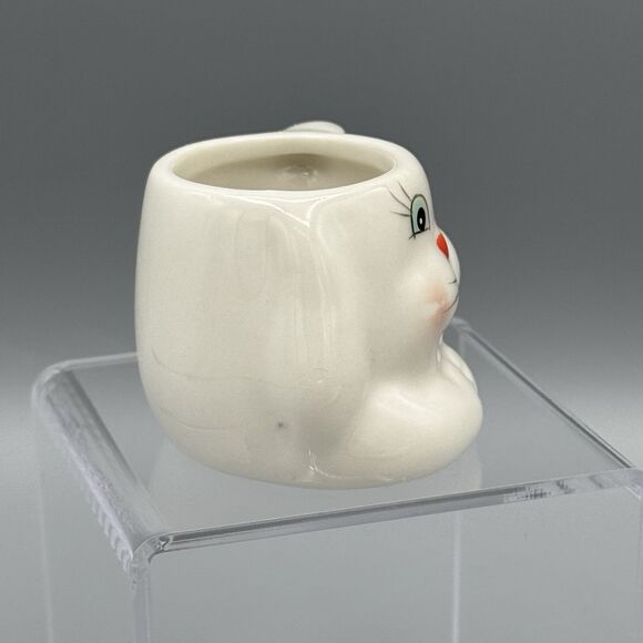 Mini Bunny Rabbit Ceramic Tea Cup Toothpick Holder Childs Easter Decor 2" - Picture 4 of 6